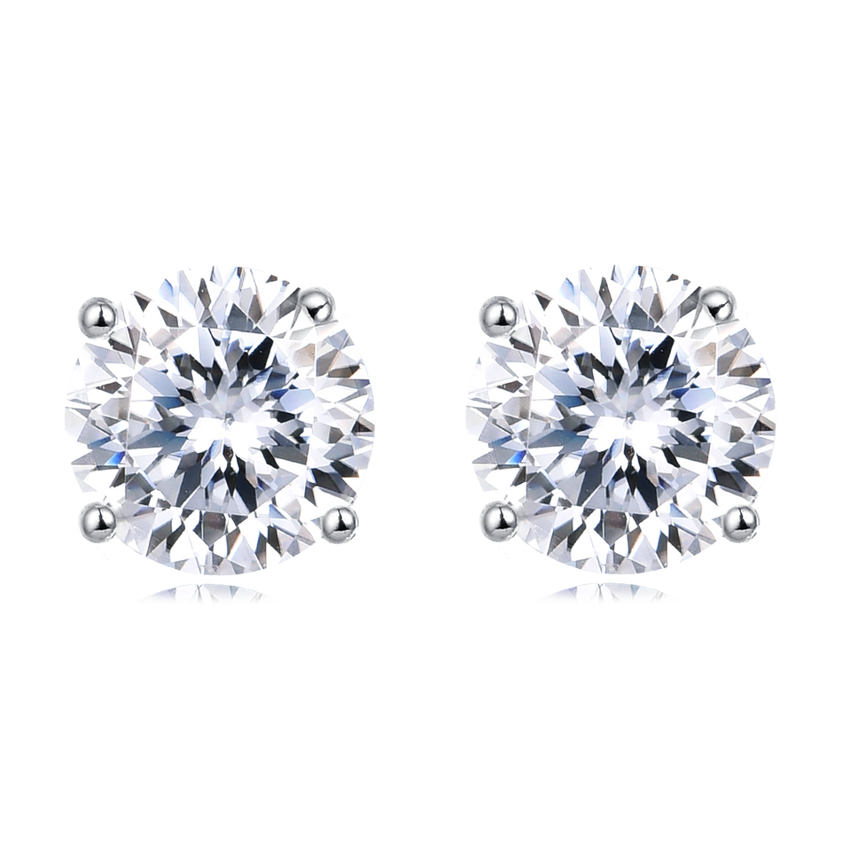 925 Sterling Silver Elegant Brilliance: Classic Round Cut Moissanites In Four-prong Setting