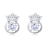 925 Sterling Silver **regal Crown Moissanite Stud Earrings In Plated with White Gold: Timeless Elegance Meets Royal Charm**