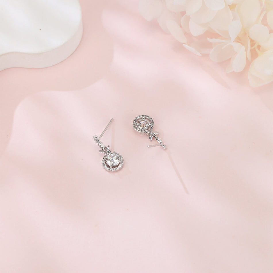 925 Sterling Silver Elegant Butterfly Moissanite Earrings In Silver With Sparkling Accents