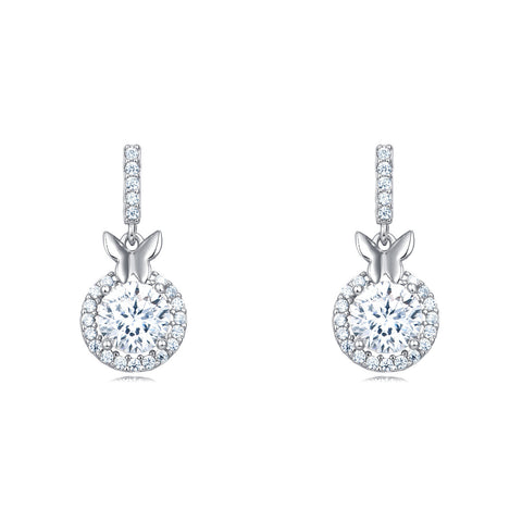 925 Sterling Silver Elegant Butterfly Moissanite Earrings In Silver With Sparkling Accents