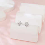 925 Sterling Silver Elegant Heart-shaped Moissanite Earrings In Plated with White Gold
