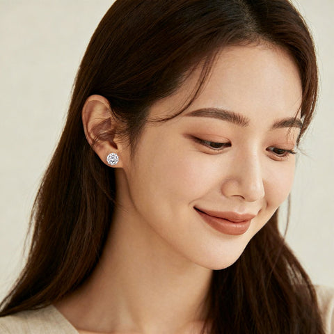 925 Sterling Silver Classic Moissanite Earrings: Timeless Elegance In Plated with White Gold Setting