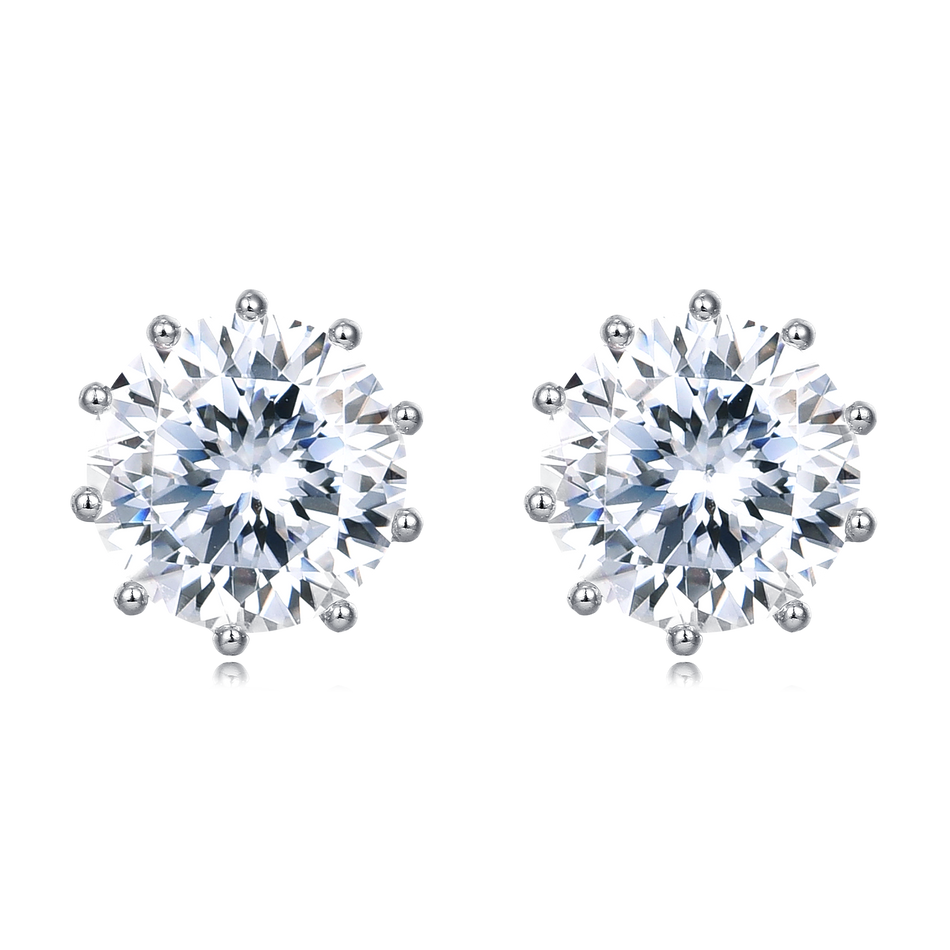 925 Sterling Silver Classic Moissanite Earrings: Timeless Elegance In Plated with White Gold Setting