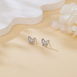 925 Sterling Silver Elegant Butterfly Moissanite Earrings With Sparkling Accents
