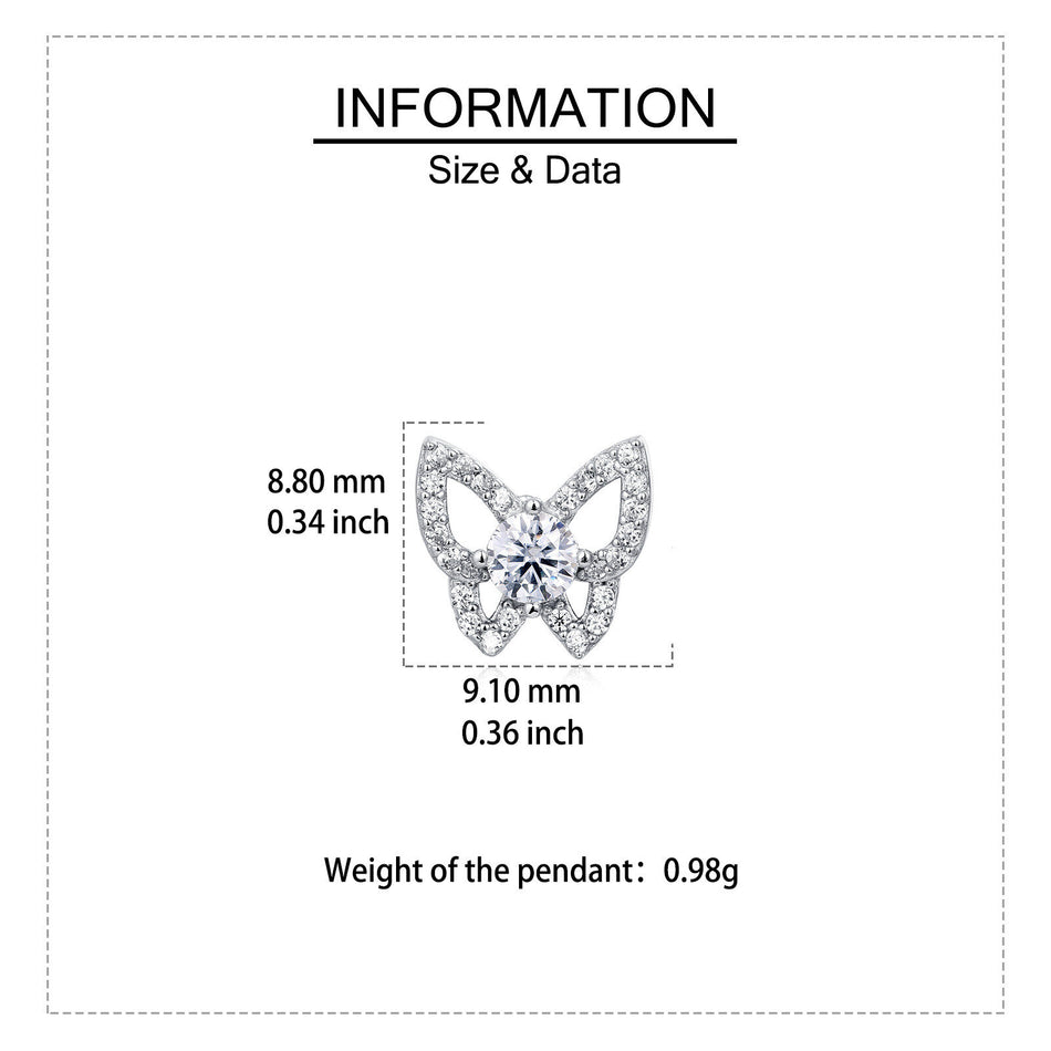 925 Sterling Silver Elegant Butterfly Moissanite Earrings With Sparkling Accents