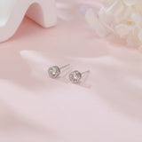 925 Sterling Silver Elegant Moissanite Stud Earrings In Platinum Setting