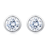 925 Sterling Silver Elegant Moissanite Stud Earrings In Platinum Setting