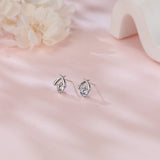 925 Sterling Silver Elegant Crossed Prong Moissanite Stud Earrings In Plated with White Gold/silver Setting