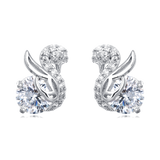 925 Sterling Silver Elegant Moissanite-studded Silver Earrings With Twisted Vine Design