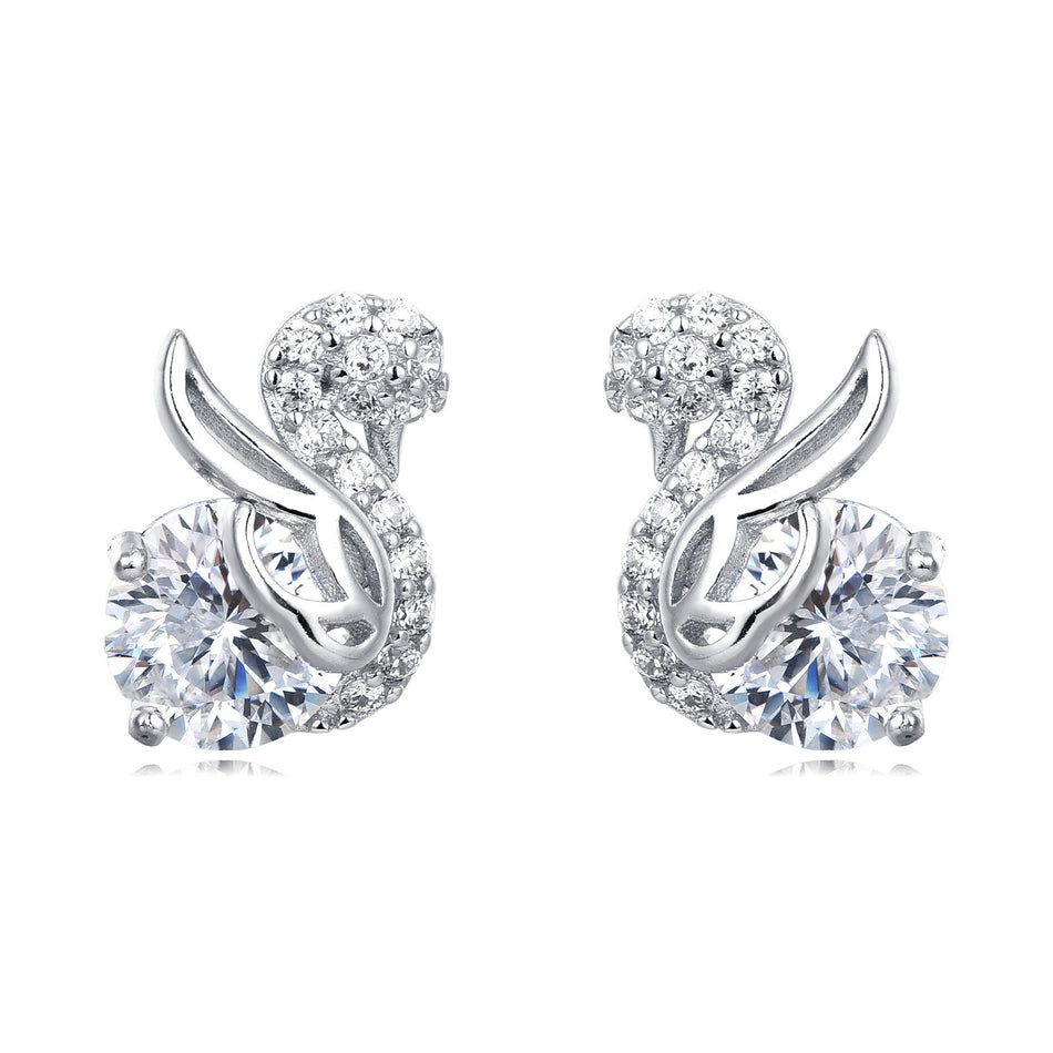 925 Sterling Silver Elegant Moissanite-studded Silver Earrings With Twisted Vine Design