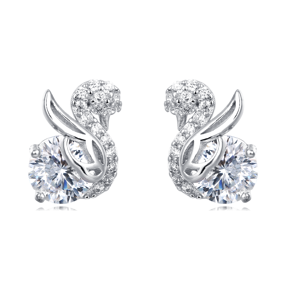 925 Sterling Silver Elegant Moissanite-studded Silver Earrings With Twisted Vine Design