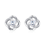 925 Sterling Silver Elegant Floral Moissanite Stud Earrings In Sterling Silver