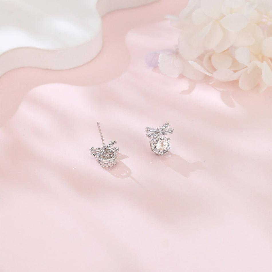 925 Sterling Silver Butterfly Wing Moissanite Stud Earrings In Plated with White Gold