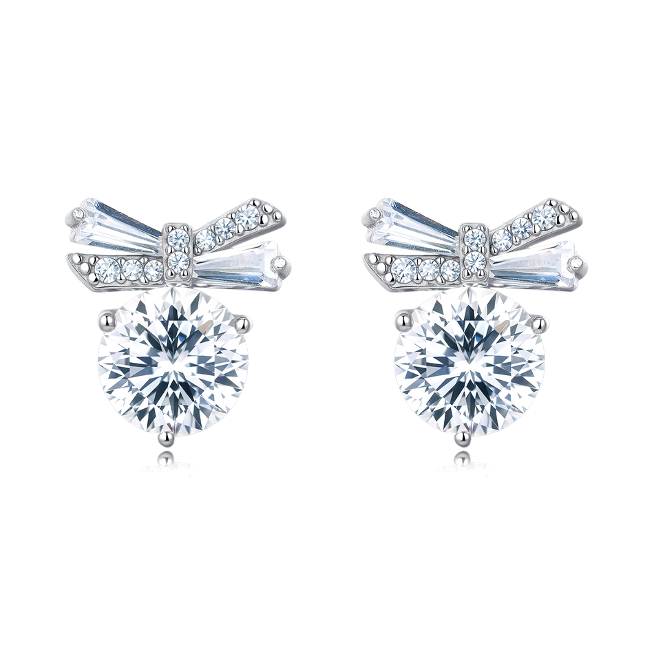 925 Sterling Silver Butterfly Wing Moissanite Stud Earrings In Plated with White Gold