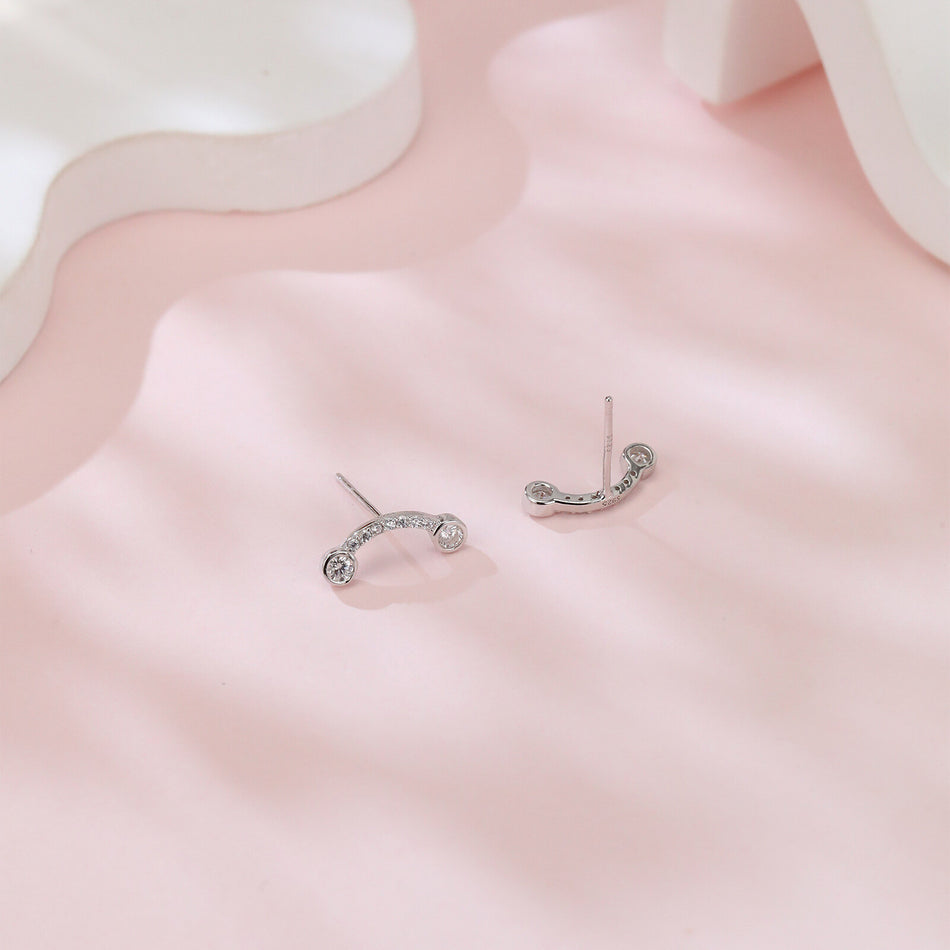 925 Sterling Silver Elegant Moissanite Pav¨¦ Stud Earrings With Double Accent Gems