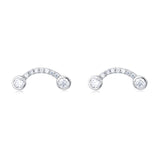 925 Sterling Silver Elegant Moissanite Pav¨¦ Stud Earrings With Double Accent Gems