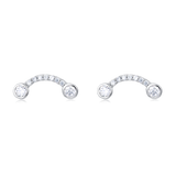 925 Sterling Silver Elegant Moissanite Pav¨¦ Stud Earrings With Double Accent Gems