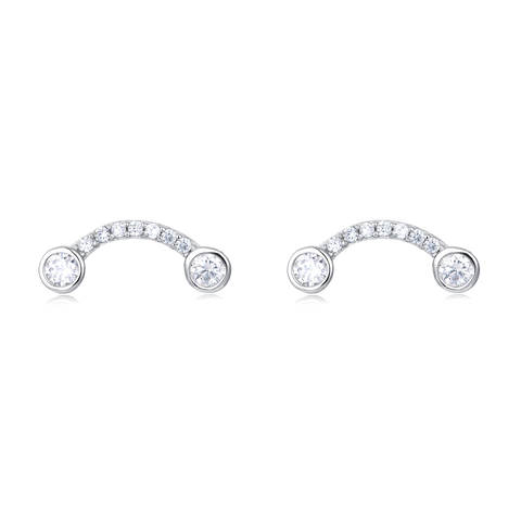 925 Sterling Silver Elegant Moissanite Pav¨¦ Stud Earrings With Double Accent Gems