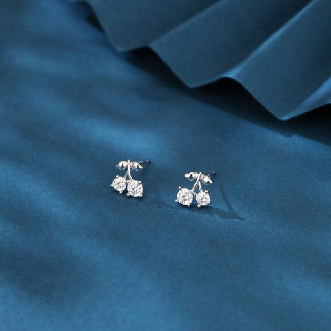 925 Sterling Silver Cherry Moissanite Earrings: Luxury Sterling Silver Statement Jewelry With Sparkling Gems