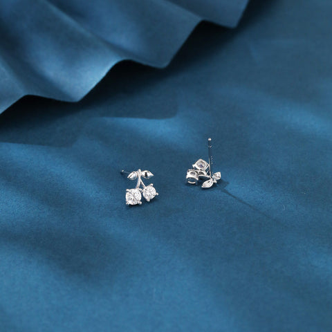 925 Sterling Silver Cherry Moissanite Earrings: Luxury Sterling Silver Statement Jewelry With Sparkling Gems