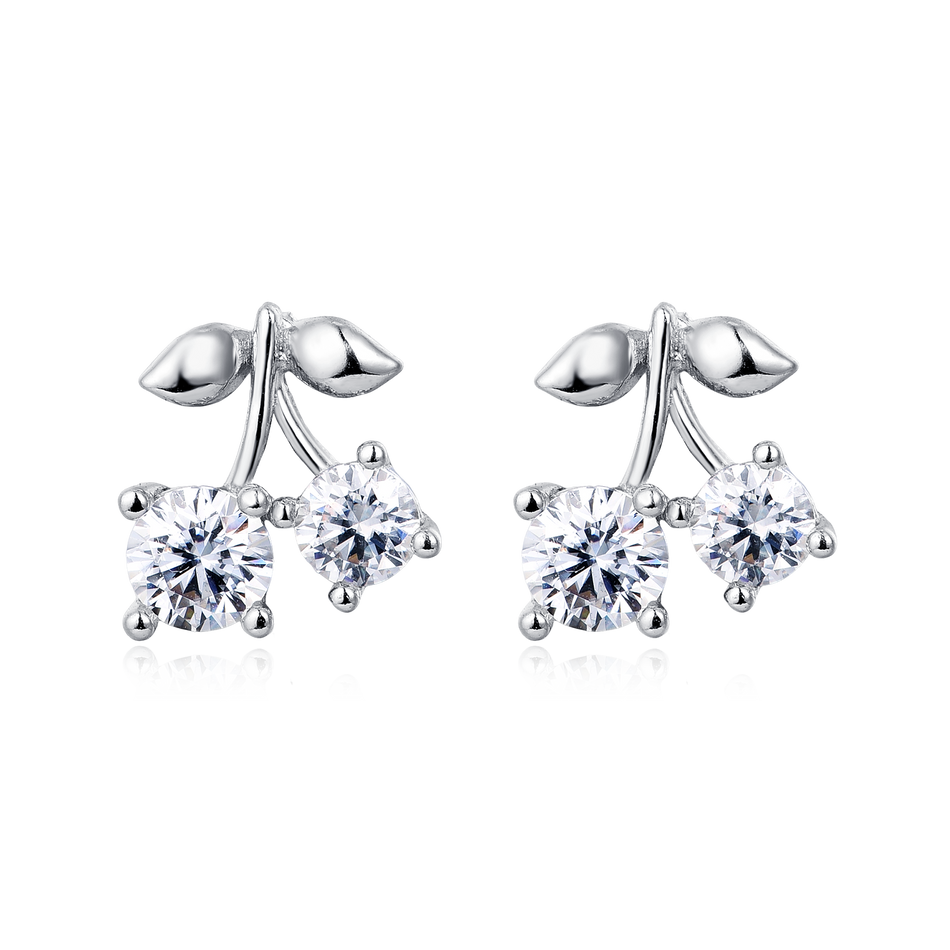 925 Sterling Silver Cherry Moissanite Earrings: Luxury Sterling Silver Statement Jewelry With Sparkling Gems