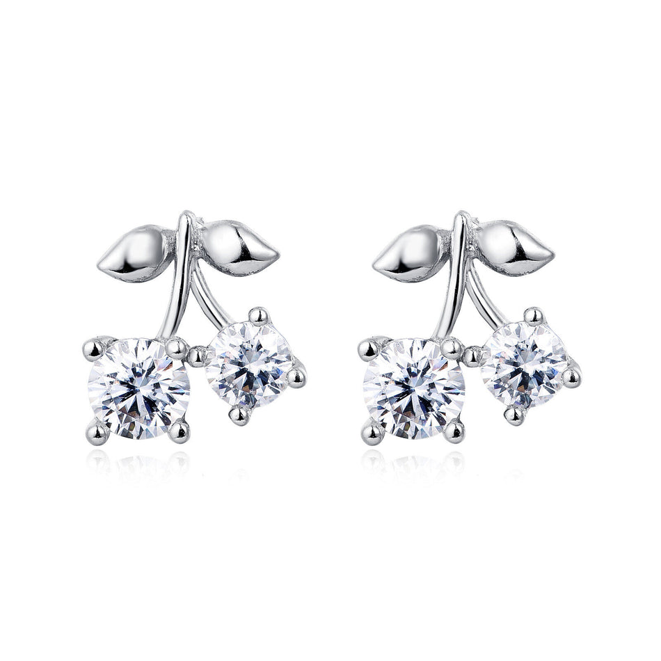 925 Sterling Silver Cherry Moissanite Earrings: Luxury Sterling Silver Statement Jewelry With Sparkling Gems