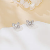 925 Sterling Silver Elegant Floral Moissanite Earrings With Radiant Center Stones