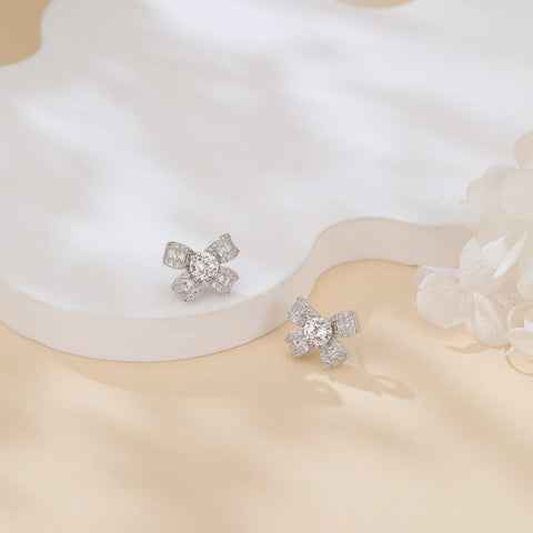 925 Sterling Silver Elegant Floral Moissanite Earrings With Radiant Center Stones