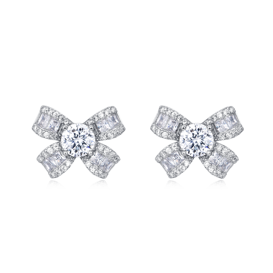 925 Sterling Silver Elegant Floral Moissanite Earrings With Radiant Center Stones