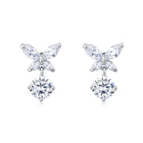 925 Sterling Silver Elegant Moissanite Butterfly Earrings: Sparkling Brilliance In Every Flutter