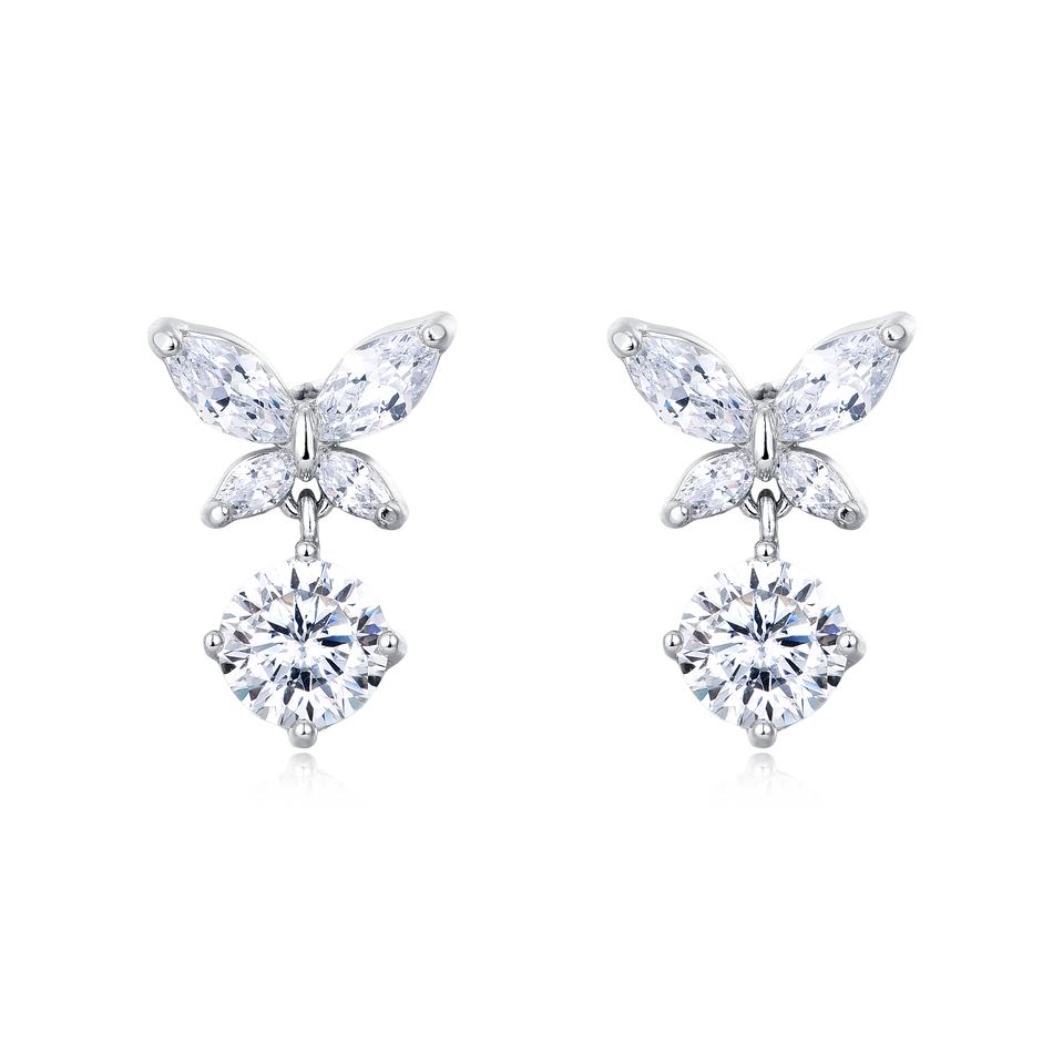 925 Sterling Silver Elegant Moissanite Butterfly Earrings: Sparkling Brilliance In Every Flutter