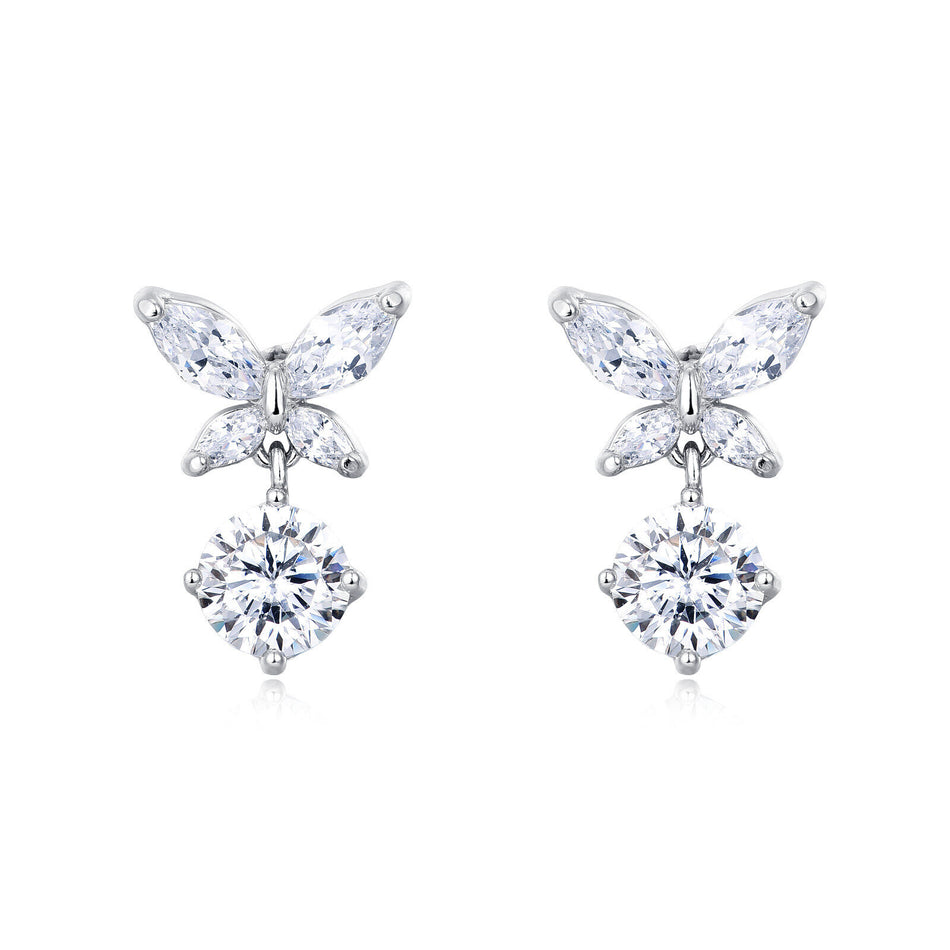 925 Sterling Silver Elegant Moissanite Butterfly Earrings: Sparkling Brilliance In Every Flutter