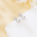 925 Sterling Silver Elegant Moissanite Butterfly Earrings With Sparkling Wings And Central Gemstone