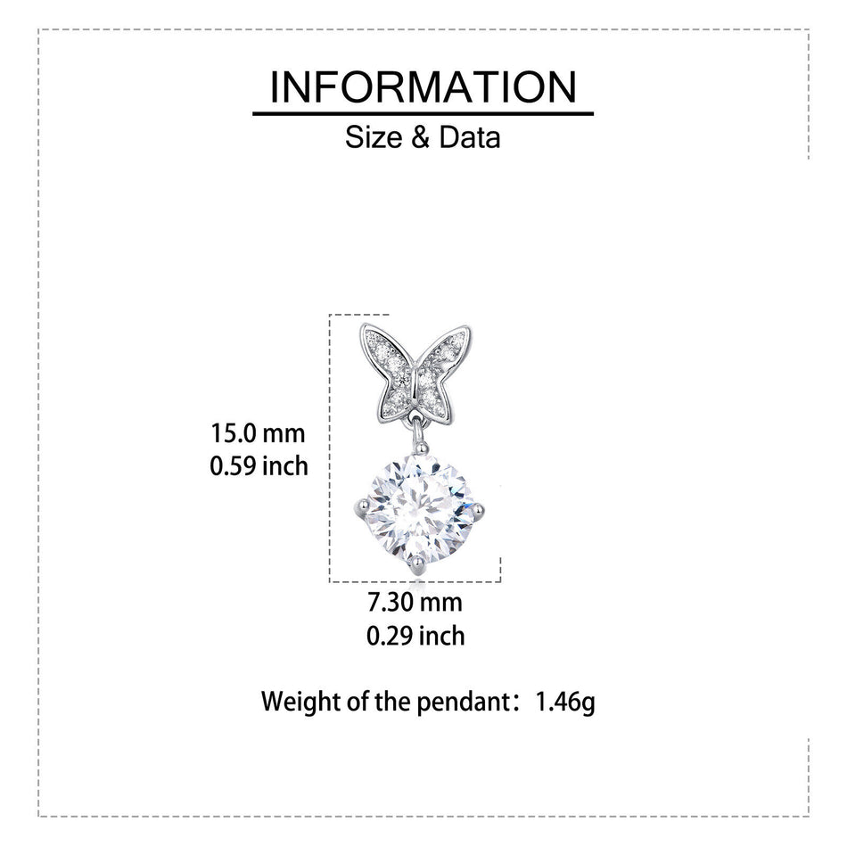 925 Sterling Silver Elegant Moissanite Butterfly Earrings With Sparkling Wings And Central Gemstone