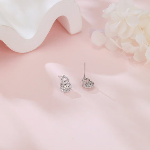 925 Sterling Silver Elegant Moissanite Bow Earrings In Plated with White Gold Setting