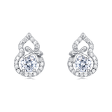 925 Sterling Silver Elegant Moissanite Bow Earrings In Plated with White Gold Setting