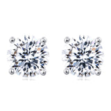 925 Sterling Silver Elegant Round Brilliant Cut Moissanite Stud Earrings With Four-prong Setting