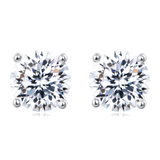 925 Sterling Silver Elegant Round Brilliant Cut Moissanite Stud Earrings With Four-prong Setting