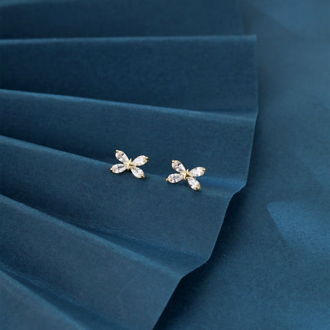 925 Sterling Silver Elegant Butterfly Gemstone Earrings With Plated With Gold Accents