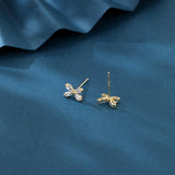 925 Sterling Silver Elegant Butterfly Gemstone Earrings With Plated With Gold Accents