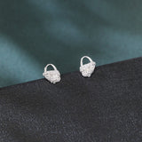925 Sterling Silver Elegant Silver Bow Earrings With Zircon-studded Accents