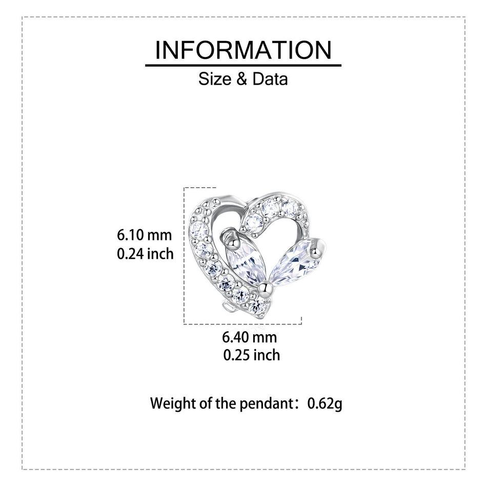 925 Sterling Silver Elegant Heart-shaped Zircon Accent Silver Stud Earrings