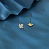 925 Sterling Silver Elegant Plated With Gold Butterfly Zircon Earrings With Sparkling Pav¨¦ Setting