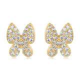 925 Sterling Silver Elegant Plated With Gold Butterfly Zircon Earrings With Sparkling Pav¨¦ Setting