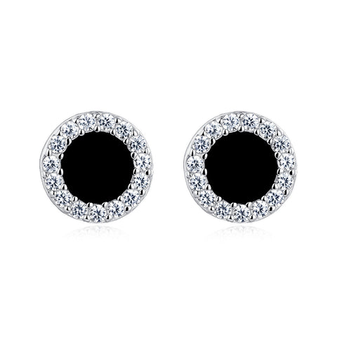 925 Sterling Silver **luxury Zircon Hoop Earrings: Elegant Circular Design With Sparkling Gemstones**