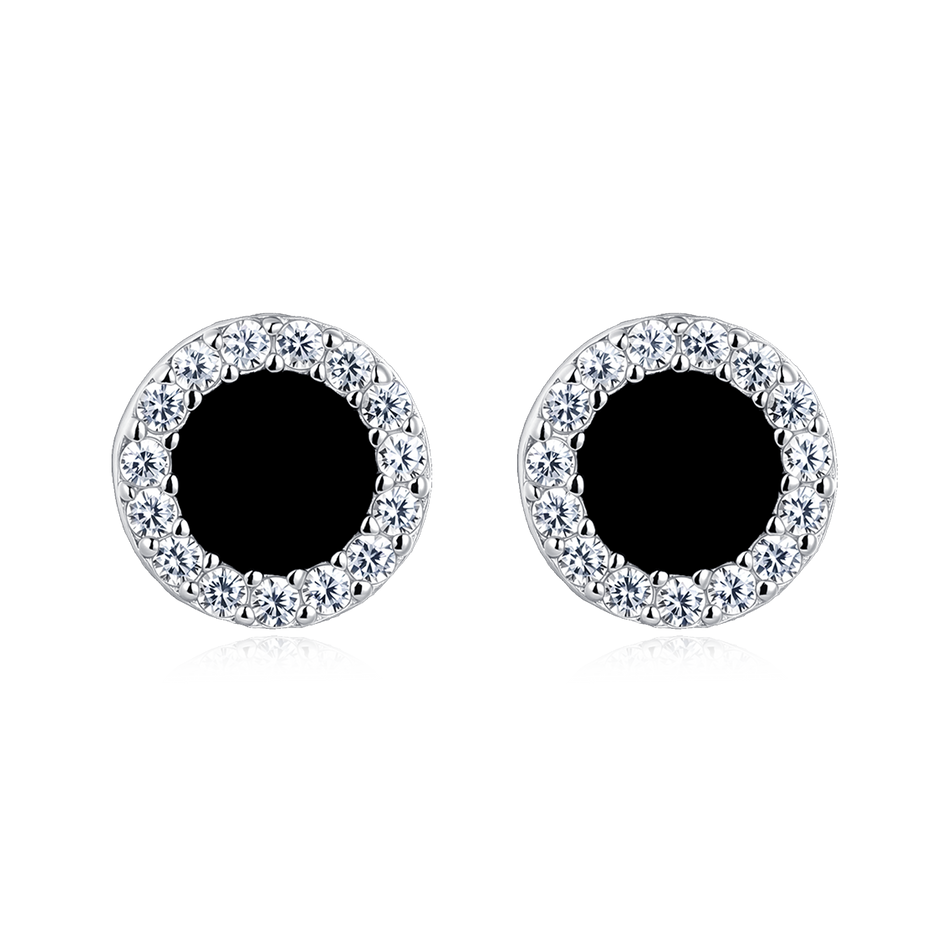 925 Sterling Silver **luxury Zircon Hoop Earrings: Elegant Circular Design With Sparkling Gemstones**