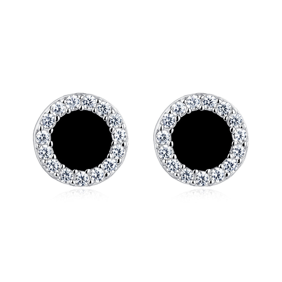925 Sterling Silver **luxury Zircon Hoop Earrings: Elegant Circular Design With Sparkling Gemstones**