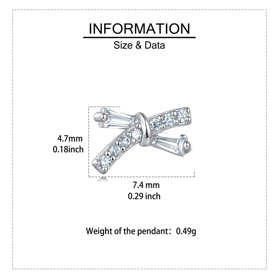 925 Sterling Silver Elegant Zircon Bow Earrings In Plated with White Gold