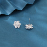 925 Sterling Silver Elegant Floral Zircon Earrings