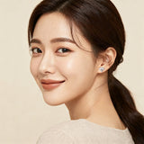 925 Sterling Silver Elegant Triple Pear Zircon V-shape Plated with White Gold Stud Earrings